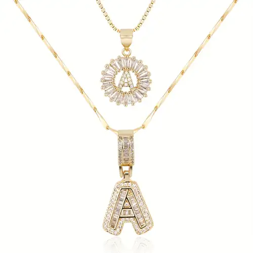 White Gold Pavé Initial Necklace Set