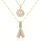 Gold Pavé Initial Necklace Set