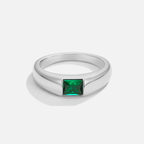 Emerald and Silver Ember Ring