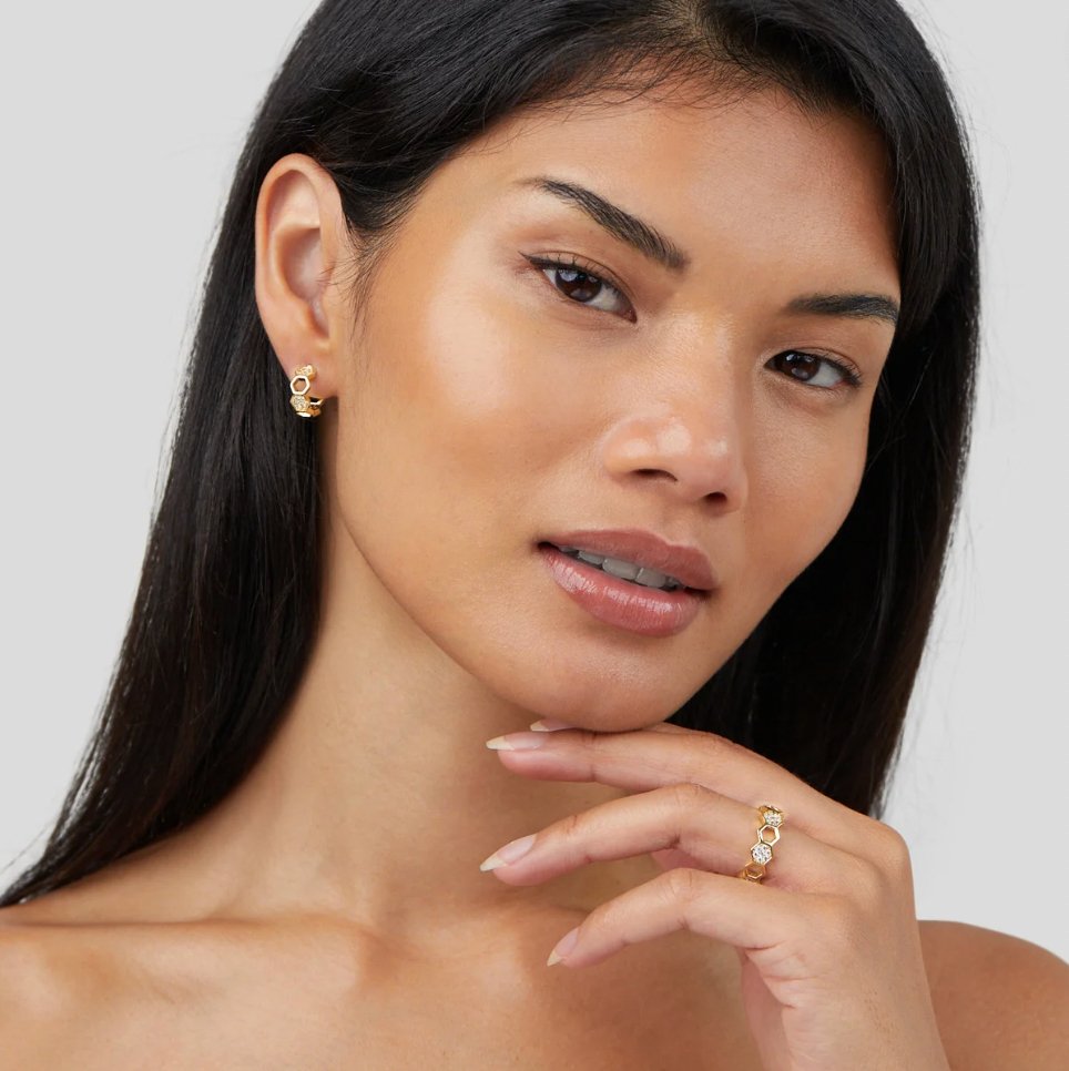 Gold and Crystal Bee Ring