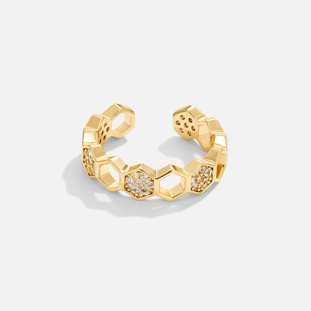 Gold and Crystal Bee Ring