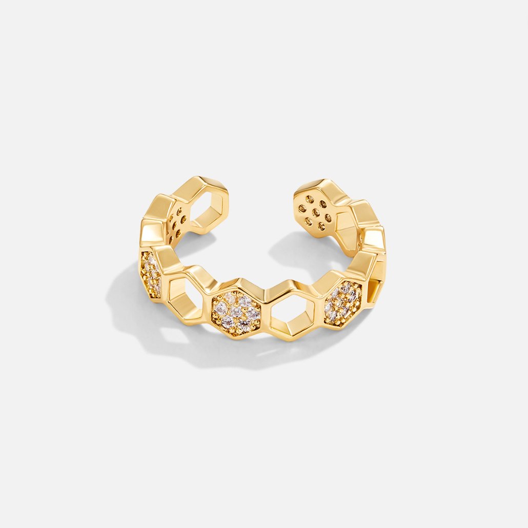 Gold and Crystal Bee Ring