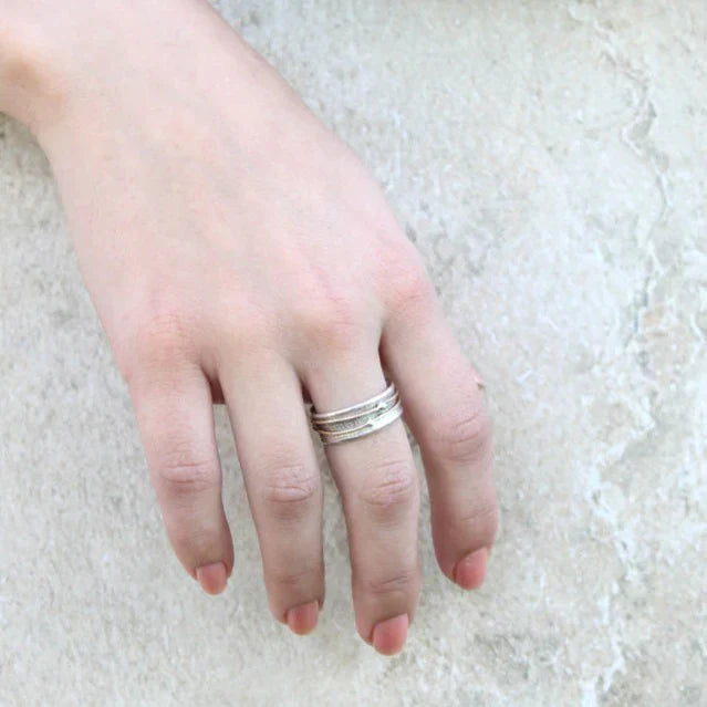 STELLA | ELEGANT GOLD-ACCENTED SILVER LAYERED RING
