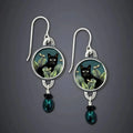 Retro Tropical Black Cat Earrings