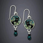 Retro Tropical Black Cat Earrings