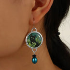 Retro Tropical Black Cat Earrings
