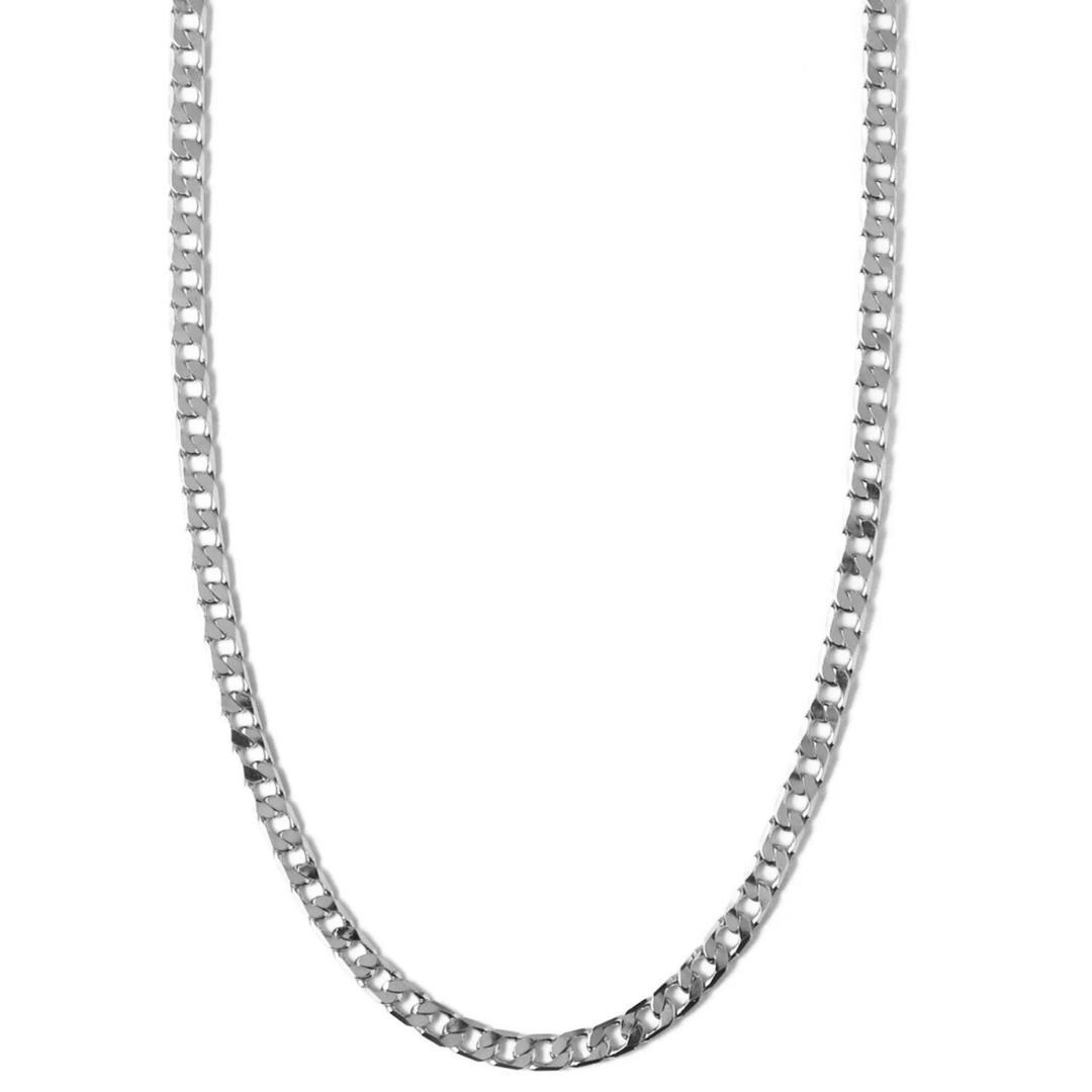 White Gold Flat Link Curb Chain Necklace