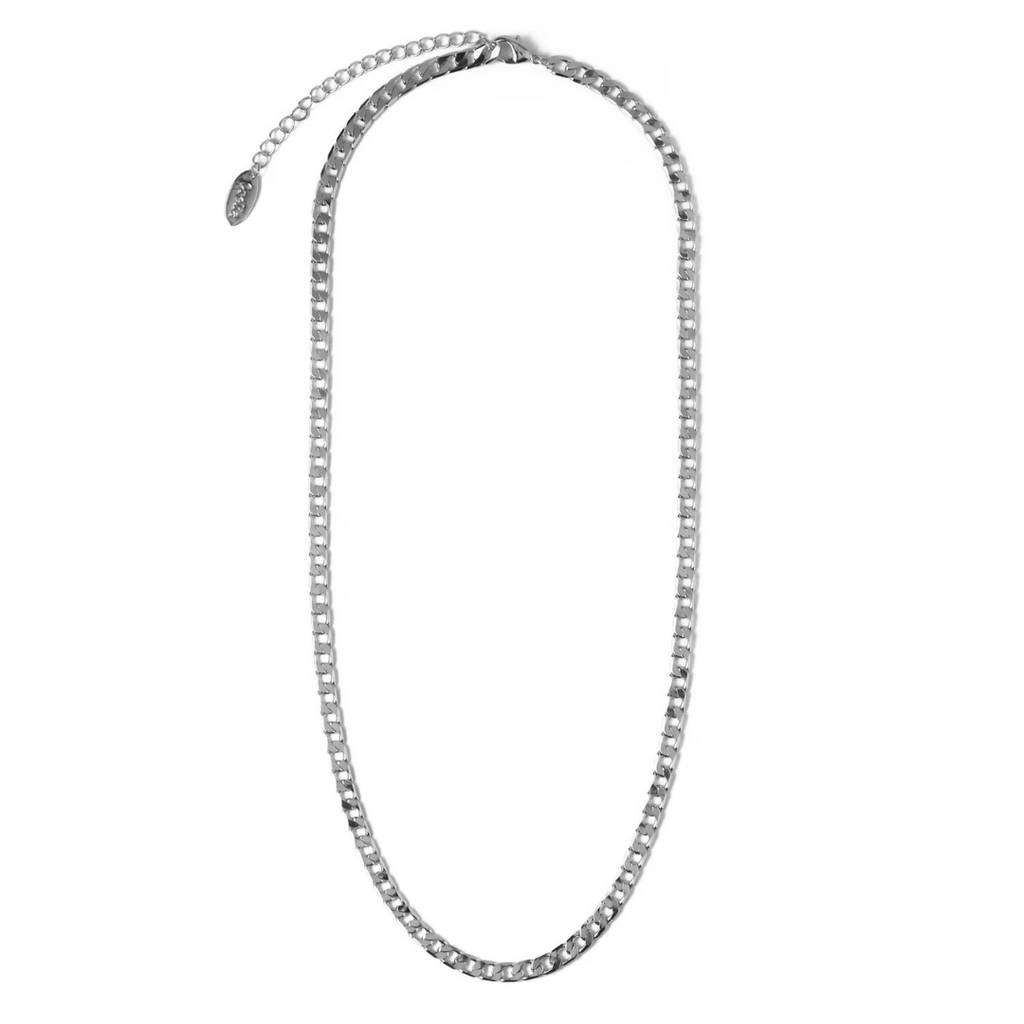 White Gold Flat Link Curb Chain Necklace